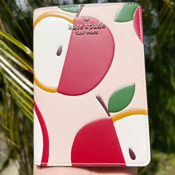 kate spade Accessories - Kate Spade Honeycrisp Apple Passport Holder Pink Multi ID Card Case